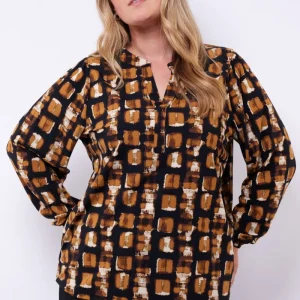 Camila top | Black/Cognac