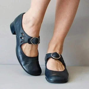 Dames Lage Hak Schoenen Met Gesp En Elegante Uitstraling