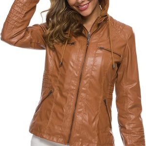 Elegante Leren Bikerjack Dames getailleerd