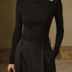Dames Asymmetrische Top met Lange Mouwen en Elegante Pasvorm