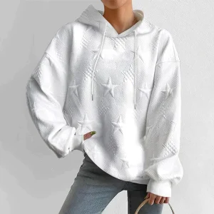 Casual Witte Gebreide Hoodie Vrouwen