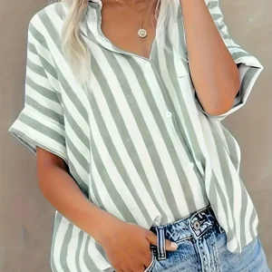 Bojana - Gestreepte blouse met korte mouwen
