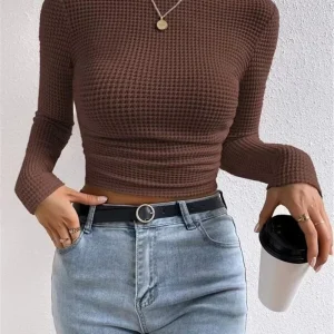 Aansluitende Crop Top Met Lange Mouwen En Structuur