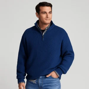 Geribbelde Quarter-Zip Trui Heren | Stijlvolle Laag met Opstaande Kraag