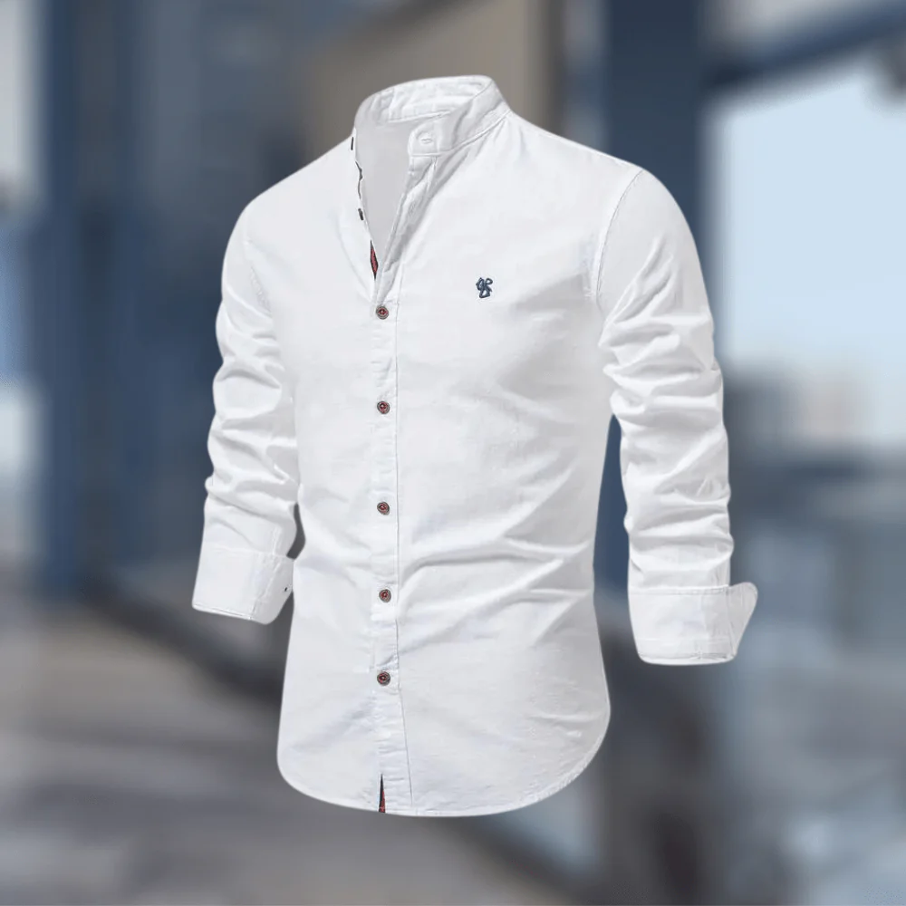 Heren Overhemd – Slim Fit – Lange Mouwen met Opstaande Kraag - Afbeelding 3