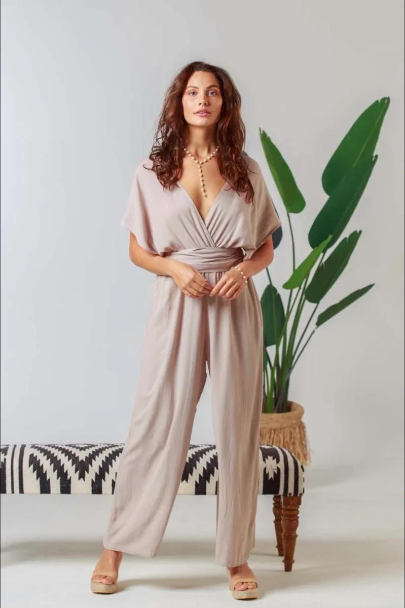 Catania Halter Jumpsuit Beige - Afbeelding 3